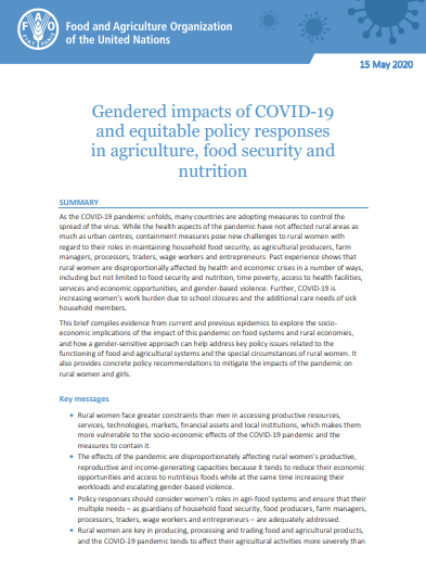 Gendered Impacts Of Covid And Equitable Policy Responses In Agriculture Food Security And